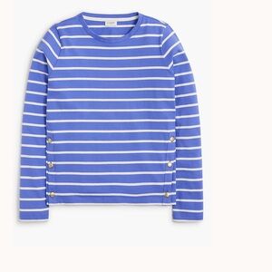J.Crew Striped Long-Sleeve Side-Button Top Cotton size Large Crew Neck